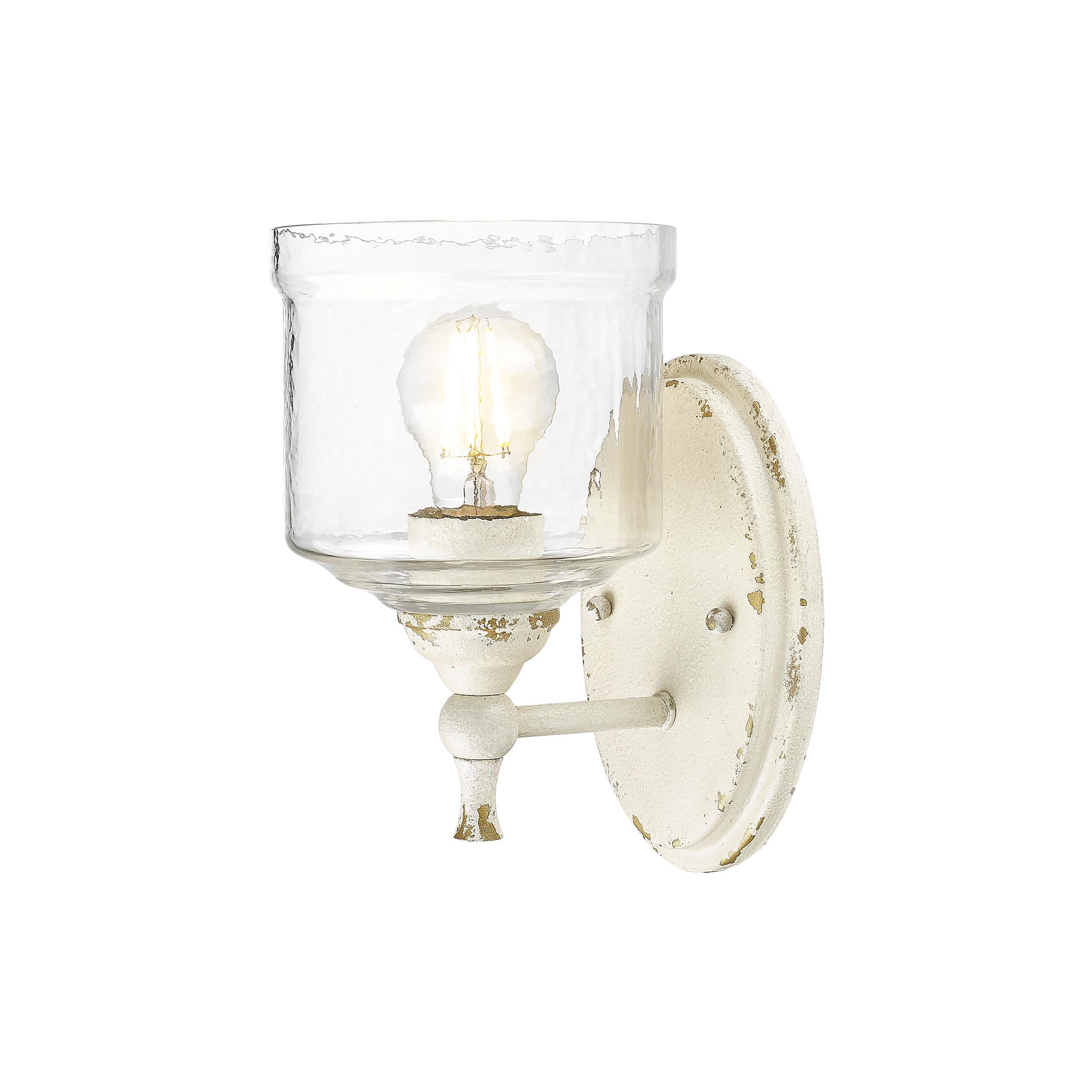 Keating 1 Light Wall Sconce in Antique Ivory with Hammered Water Glass Shade - Default Title - Golden Lighting