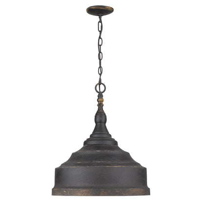 Golden Lighting Keating 3-light Pendant in Antique Black Iron - - Golden Lighting
