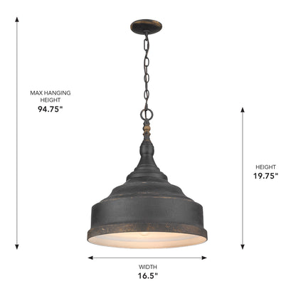 Golden Lighting Keating 3-light Pendant in Antique Black Iron - - Golden Lighting