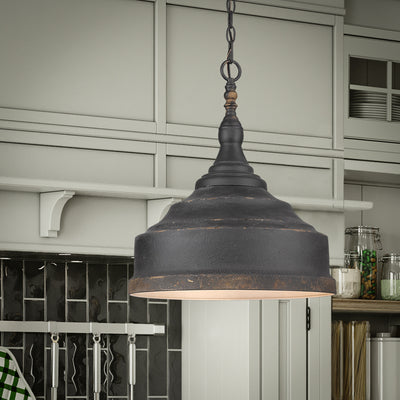 Golden Lighting Keating 3-light Pendant in Antique Black Iron - - Golden Lighting
