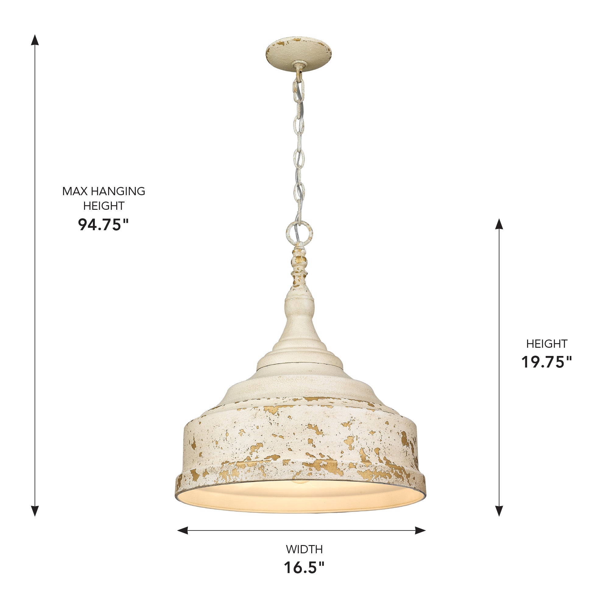 Golden Lighting Keating 3-light Pendant in Antique Ivory - - Golden Lighting