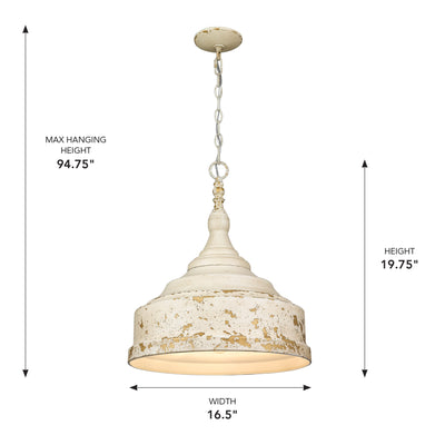 Golden Lighting Keating 3-light Pendant in Antique Ivory - - Golden Lighting
