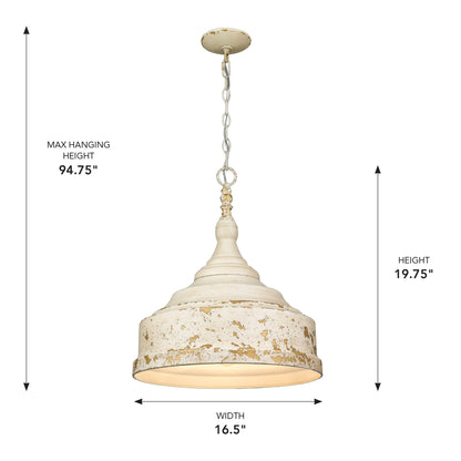 Golden Lighting Keating 3-light Pendant in Antique Ivory - - Golden Lighting