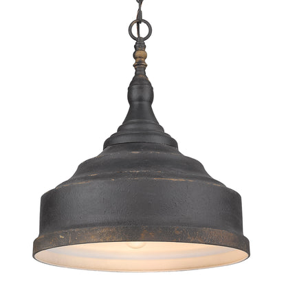 Keating 3 Light Pendant in Antique Black Iron - - Golden Lighting