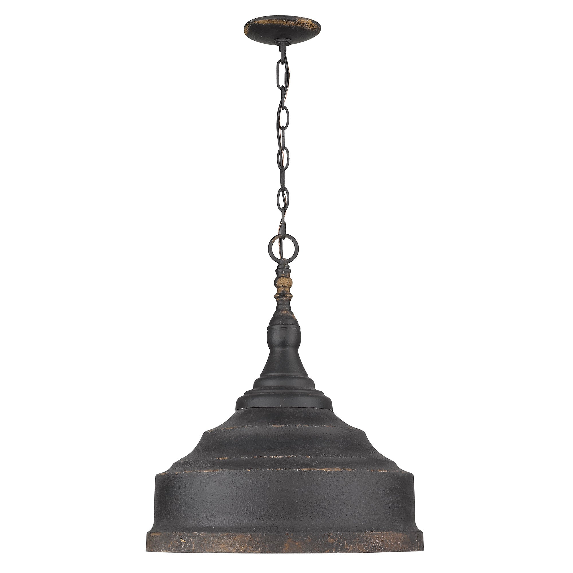 Keating 3 Light Pendant in Antique Black Iron - Antique Black Iron / Antique Black Iron / Black - Golden Lighting