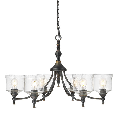 Golden Lighting Keating 6-light Chandelier in Antique Black Iron - - Golden Lighting