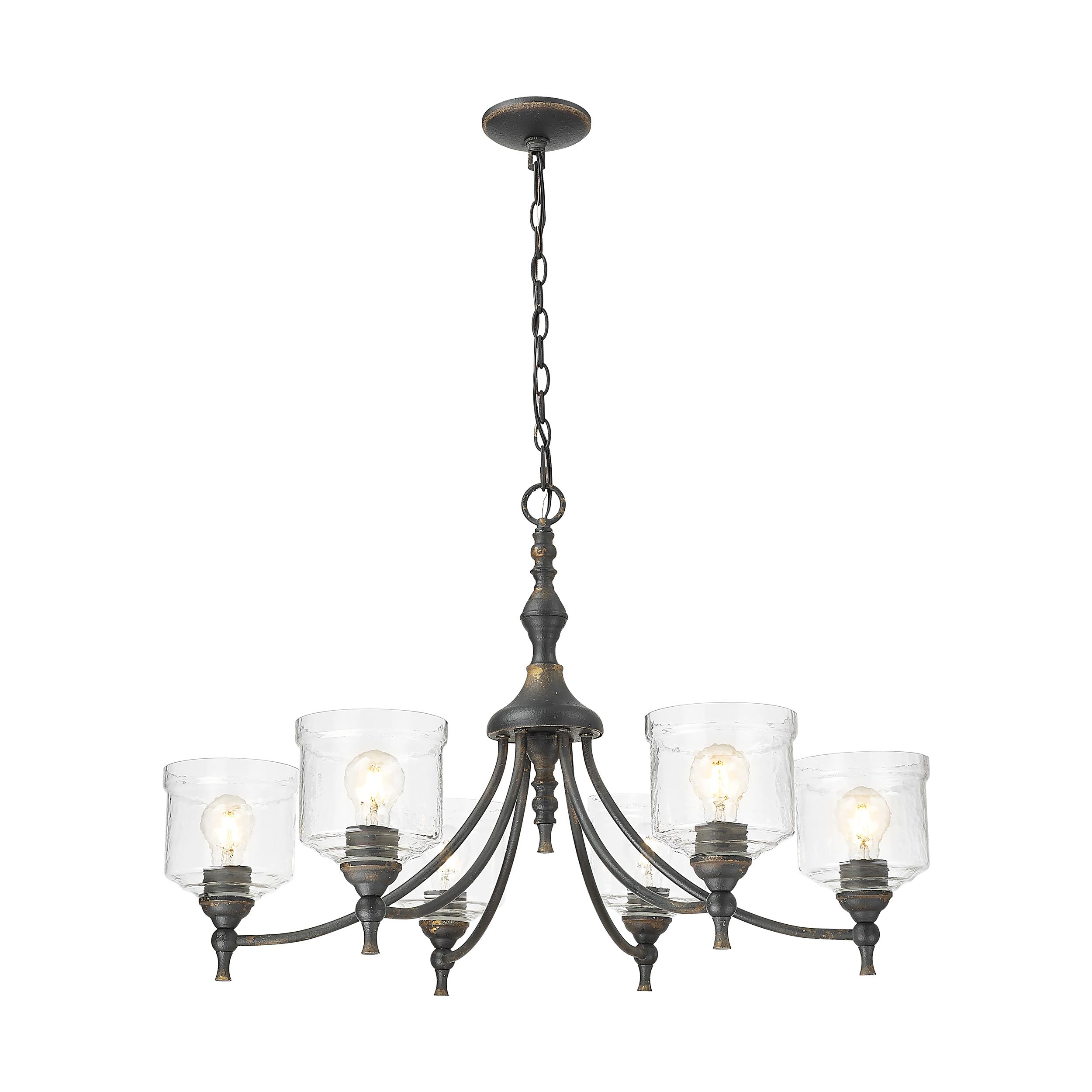 Golden Lighting Keating 6-light Chandelier in Antique Black Iron - - Golden Lighting