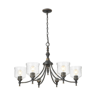 Golden Lighting Keating 6-light Chandelier in Antique Black Iron - - Golden Lighting