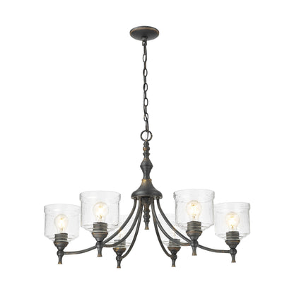 Golden Lighting Keating 6-light Chandelier in Antique Black Iron - - Golden Lighting