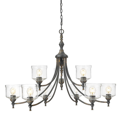 Golden Lighting Keating 9-light Chandelier in Antique Black Iron - Default Title - Golden Lighting