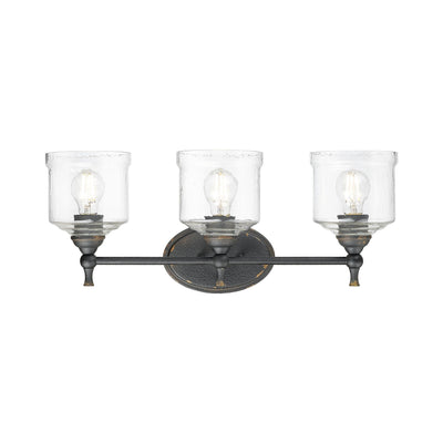 Golden Lighting Keating 3-light Vanity in Antique Black Iron - - Golden Lighting