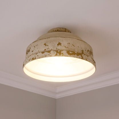 Golden Lighting Keating 3-light Flush Mount in Antique Ivory - - Golden Lighting