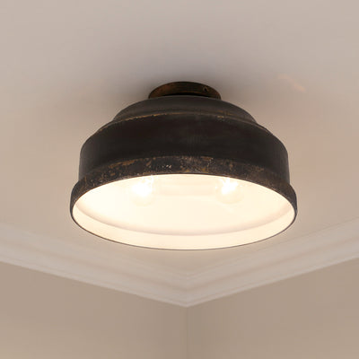 Golden Lighting Keating 3-light Flush Mount in Antique Black Iron - - Golden Lighting