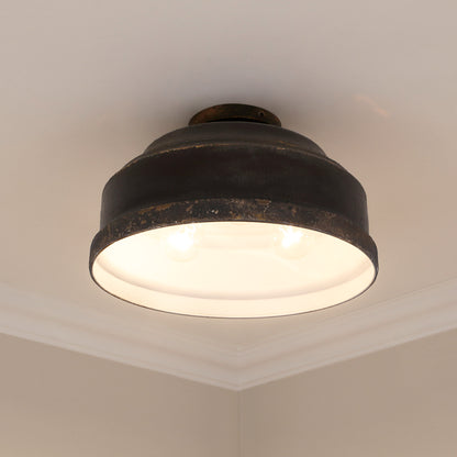 Golden Lighting Keating 3-light Flush Mount in Antique Black Iron - - Golden Lighting