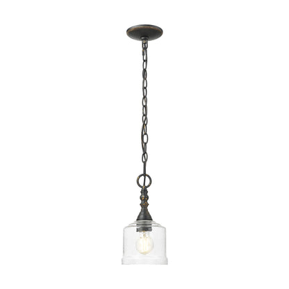 Keating Mini Pendant in Antique Ivory with Hammered Water Glass Shade - - Golden Lighting