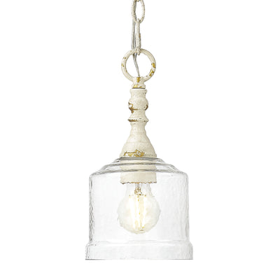 Golden Lighting Keating 1-light Pendant in Antique Ivory and Hammered Water Glass - Default Title - Golden Lighting