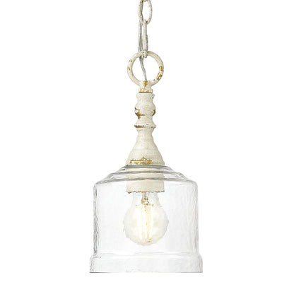 Golden Lighting Keating 1-light Pendant in Antique Ivory and Hammered Water Glass - Default Title - Golden Lighting