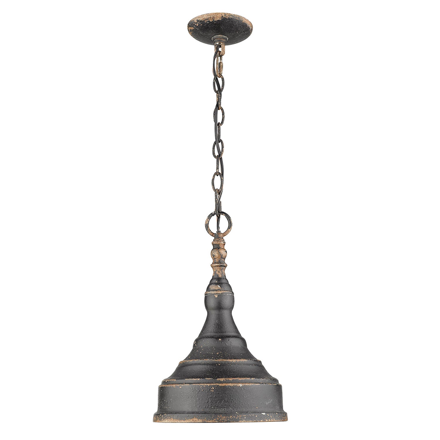 Golden Lighting Keating 1-light Pendant in Antique Black Iron and Antique Black Iron shade - - Golden Lighting