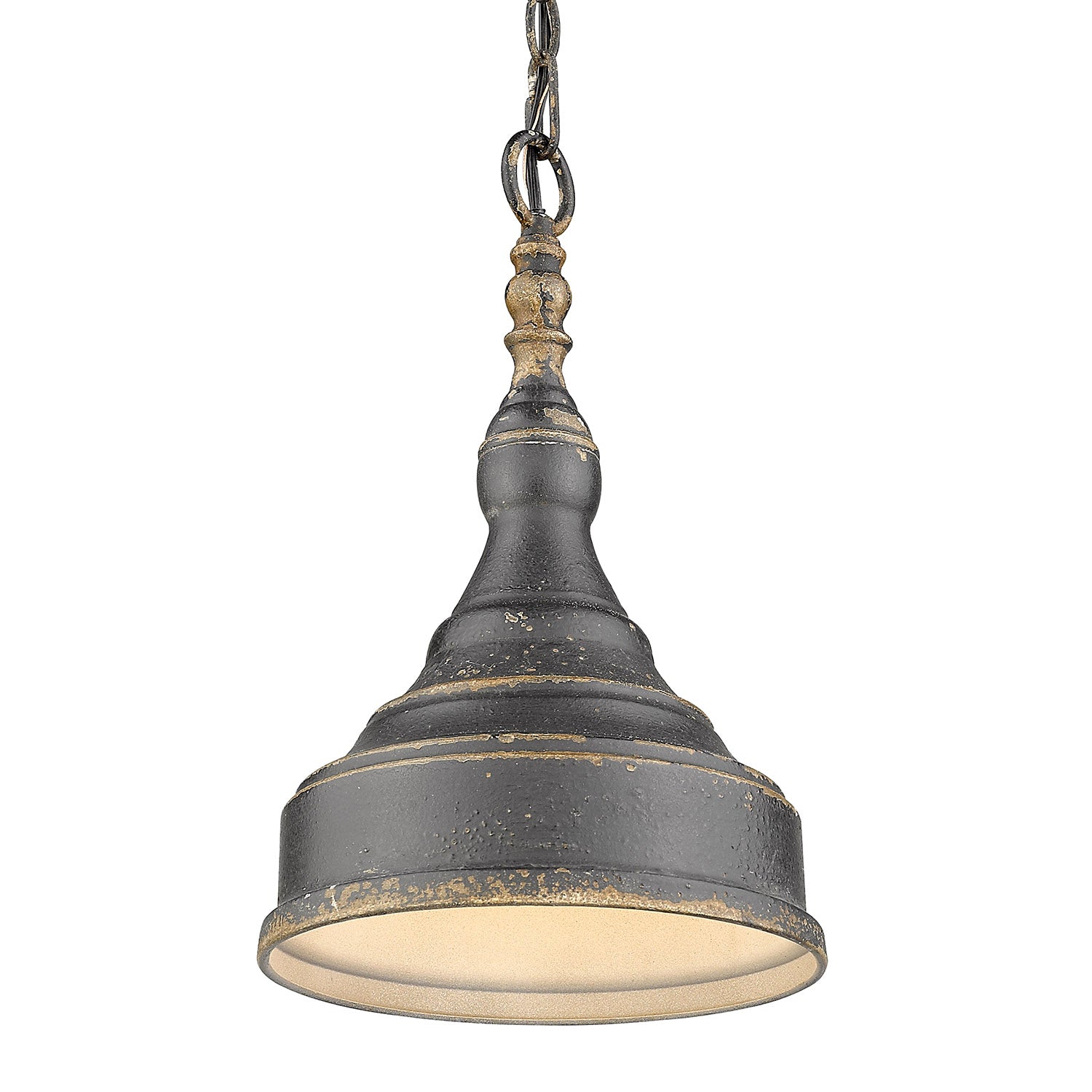 Golden Lighting Keating 1-light Pendant in Antique Black Iron and Antique Black Iron shade - - Golden Lighting