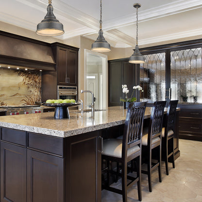 Golden Lighting Keating 1-light Pendant in Antique Black Iron and Antique Black Iron shade - - Golden Lighting
