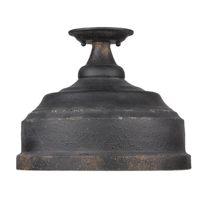 Keating Semi-Flush in Antique Black Iron - Default Title - Golden Lighting