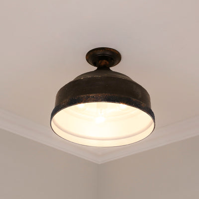 Golden Lighting Keating 3-light Semi-Flush Mount in Antique Black Iron - - Golden Lighting