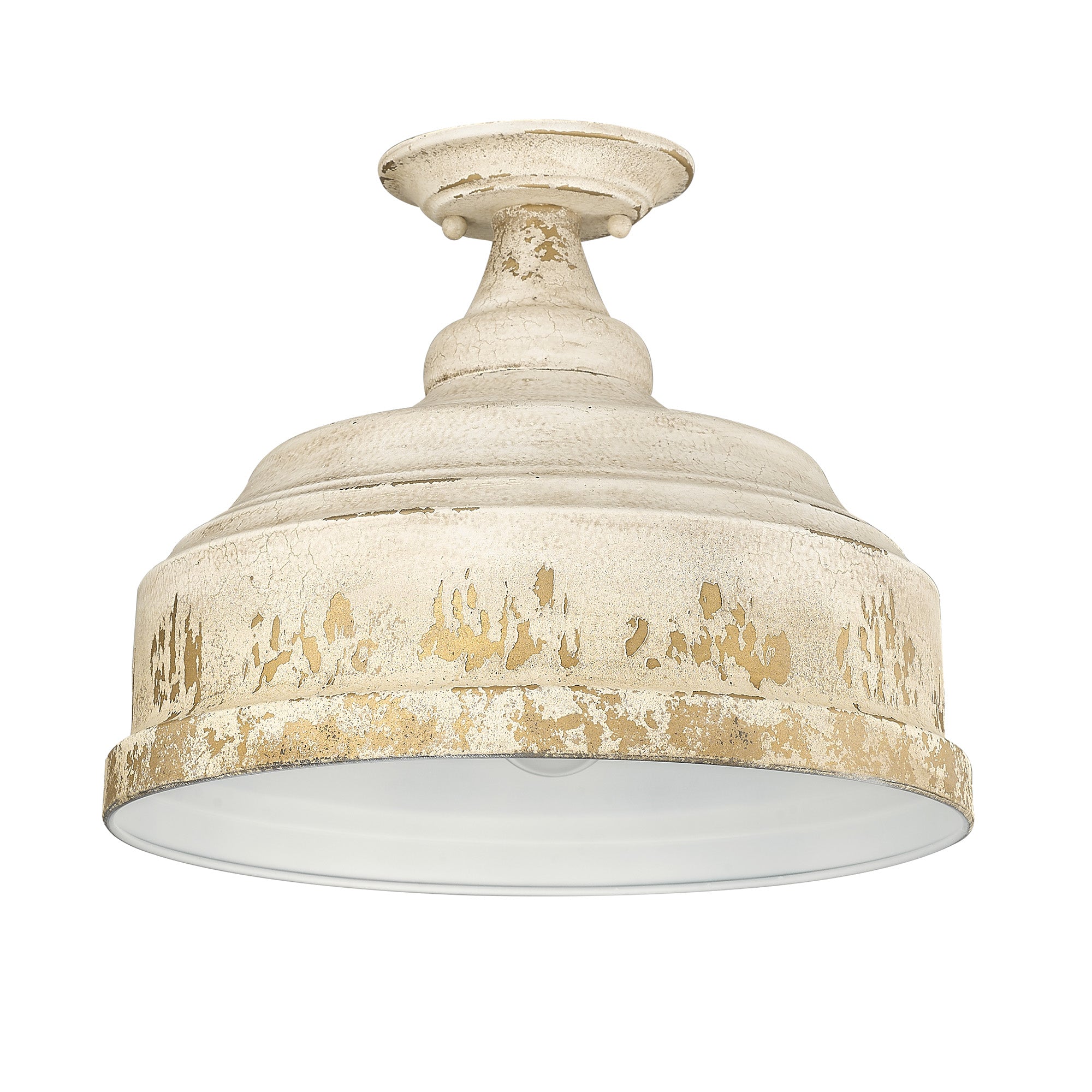 Keating Semi-Flush in Antique Ivory - - Golden Lighting