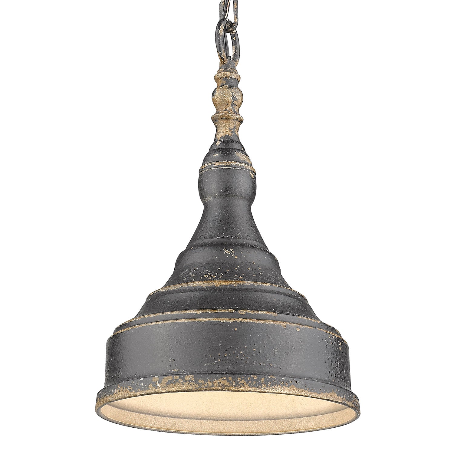 Keating 1-Light Pendant in Antique Black Iron - - Golden Lighting