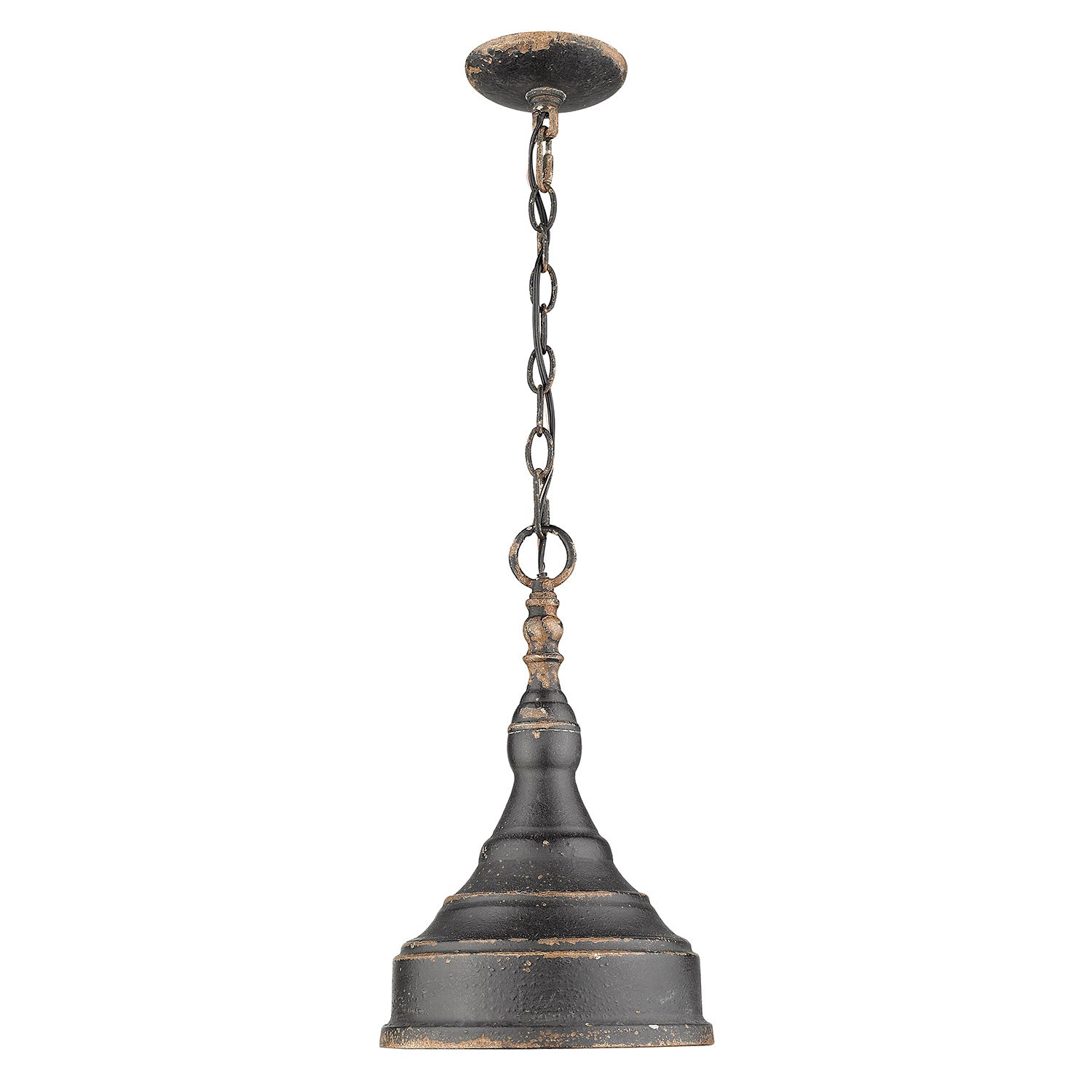 Keating 1-Light Pendant in Antique Black Iron - Antique Black Iron / Antique Black Iron / Black - Golden Lighting