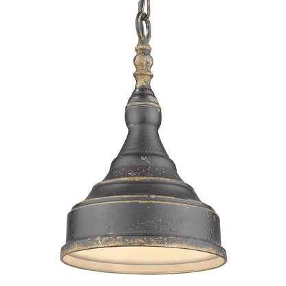 Golden Lighting Keating 1-light Pendant in Antique Black Iron and Antique Black Iron shade