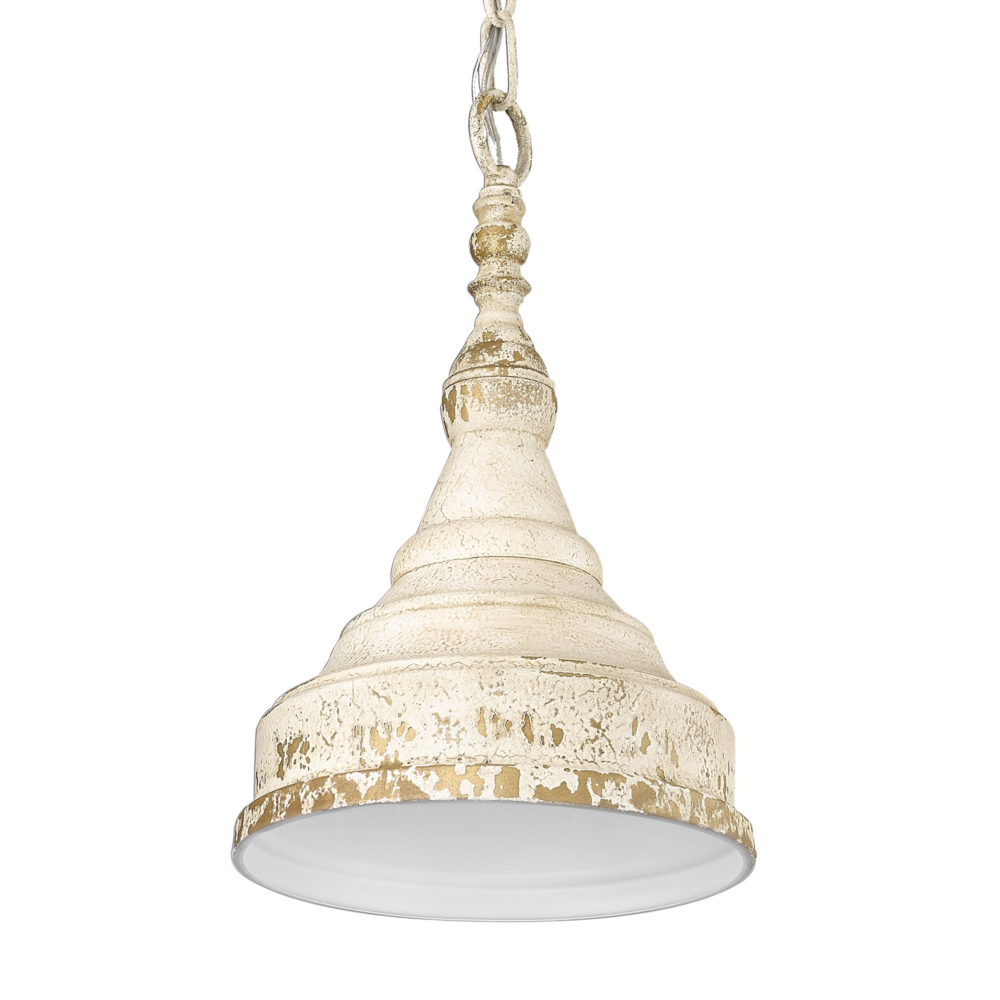 Keating 1-Light Pendant in Antique Ivory - - Golden Lighting