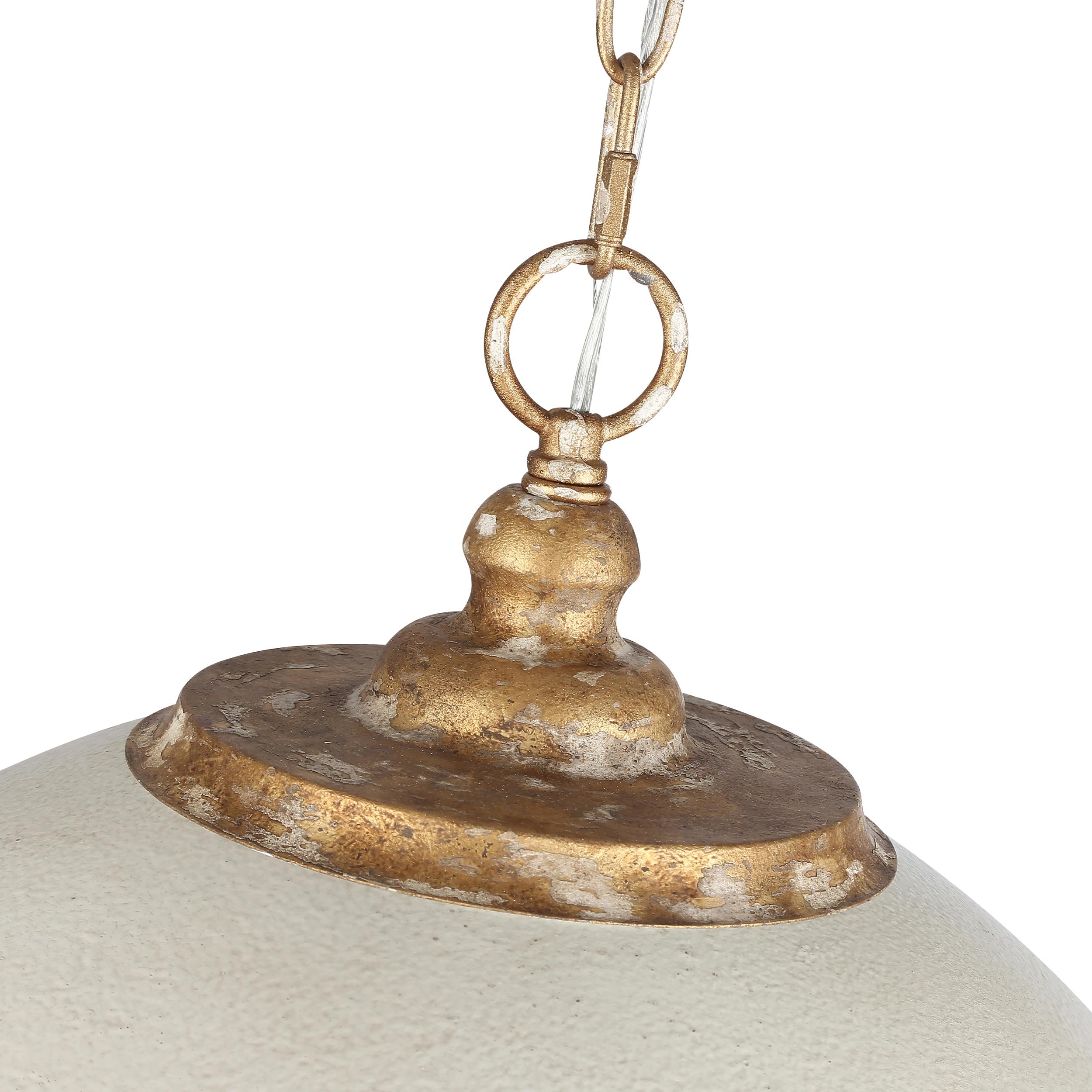 Alison 5-light Pendant in Vintage Gold and Antique Ivory shade, detail close-up - Golden Lighting