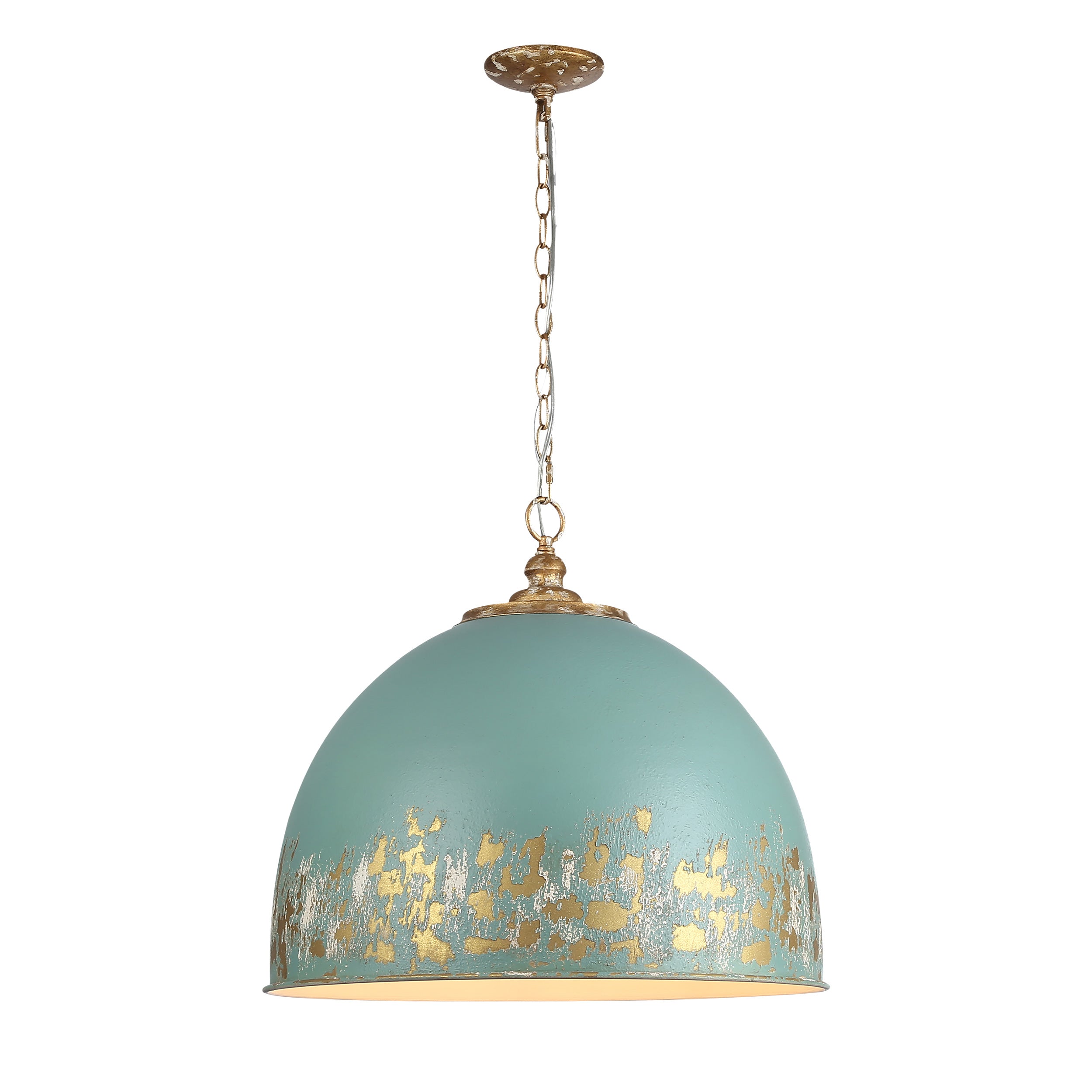 Alison 5-Light Pendant in Vintage Gold with Teal - - Golden Lighting