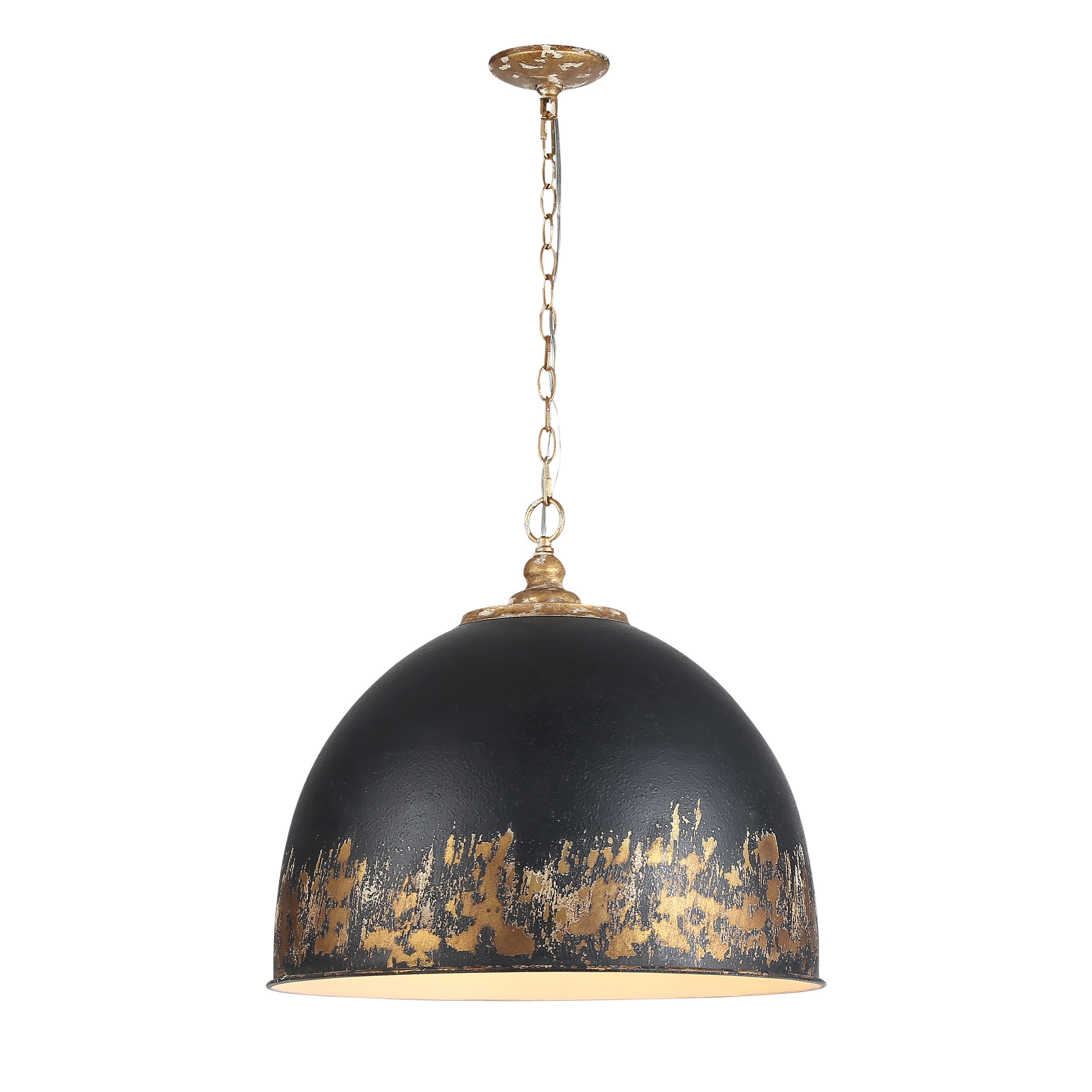 Alison 5-Light Pendant in Vintage Gold with Weathered Black Iron - - Golden Lighting