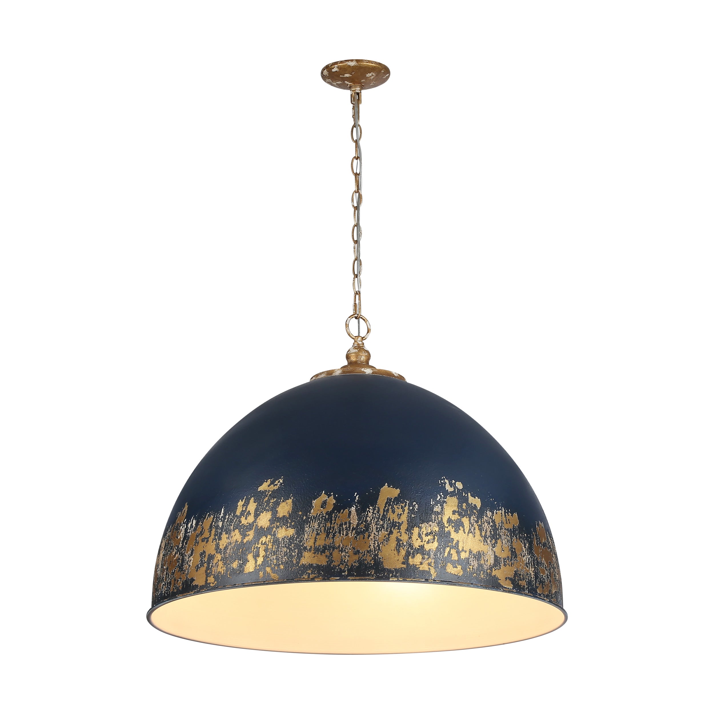 Golden Lighting Alison 8-light Pendant in Vintage Gold and Antique Matte Navy shade - - Golden Lighting