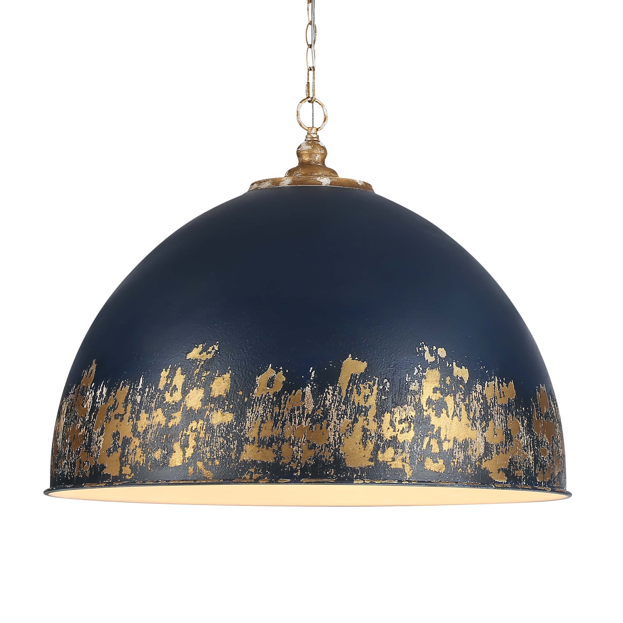 Golden Lighting Alison 8-light Pendant in Vintage Gold and Antique Matte Navy shade