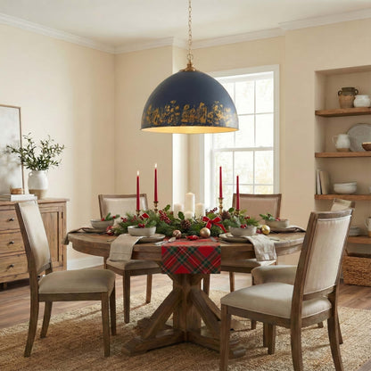 Golden Lighting Alison 8-light Pendant in Vintage Gold and Antique Matte Navy shade - - Golden Lighting