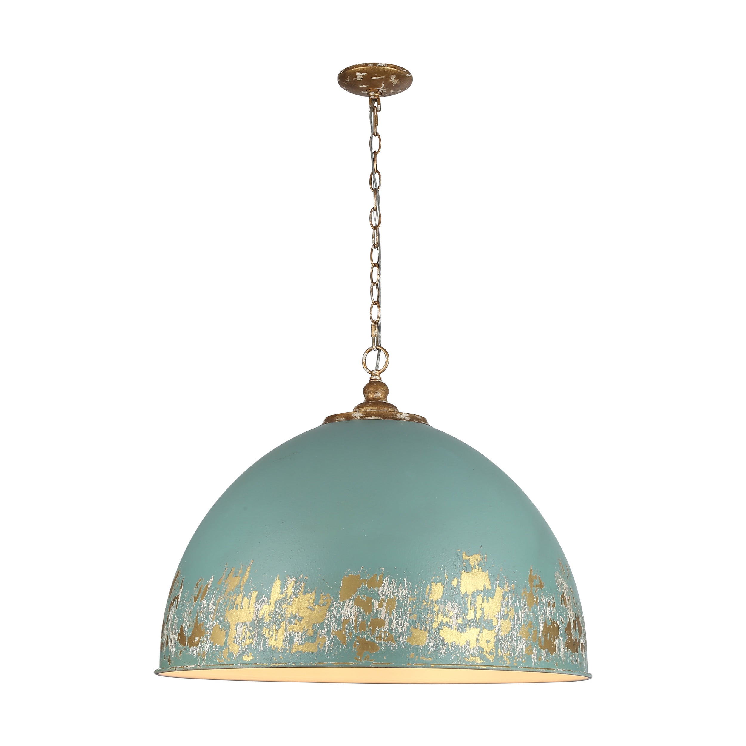 Alison 8-Light Pendant in Vintage Gold with Teal - - Golden Lighting