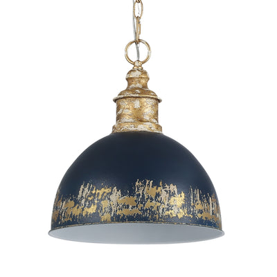 Golden Lighting Alison 1-light Pendant in Vintage Gold and Antique Matte Navy shade - Default Title - Golden Lighting