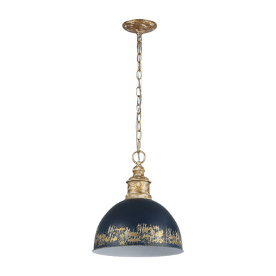 Golden Lighting Alison 1-light Pendant in Vintage Gold and Antique Matte Navy shade - - Golden Lighting