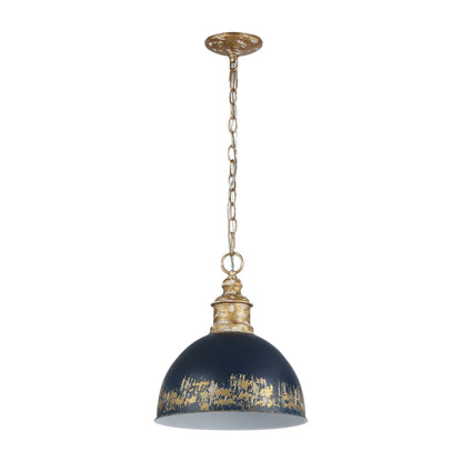 Golden Lighting Alison 1-light Pendant in Vintage Gold and Antique Matte Navy shade - - Golden Lighting