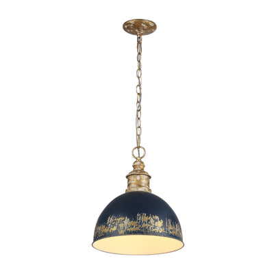 Golden Lighting Alison 1-light Pendant in Vintage Gold and Antique Matte Navy shade - - Golden Lighting