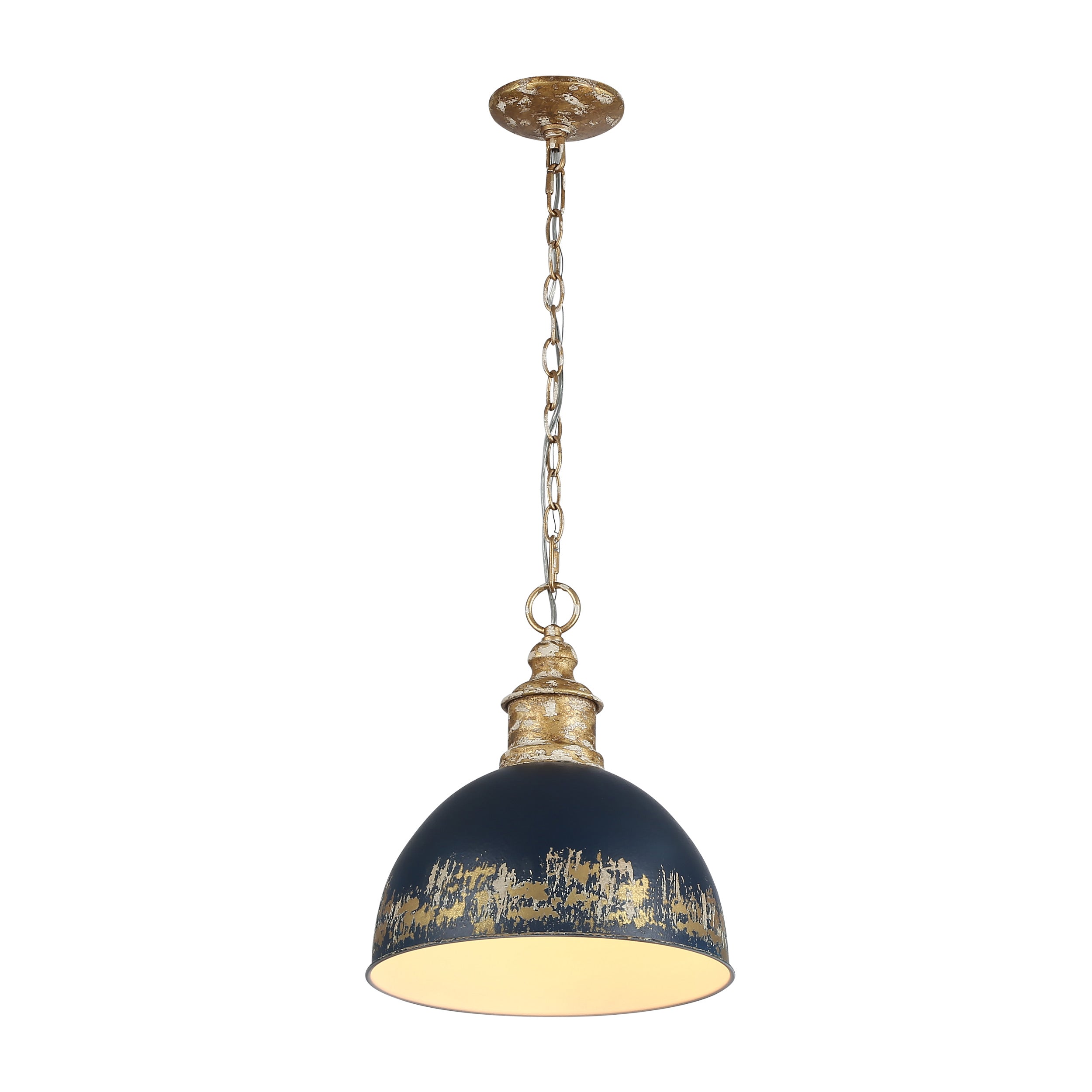 Alison 1-Light Pendant in Vintage Gold with Antique Matte Navy - Vintage Gold / Antique Matte Navy / Blue - Golden Lighting