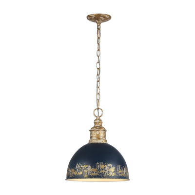 Golden Lighting Alison 1-light Pendant in Vintage Gold and Antique Matte Navy shade - - Golden Lighting