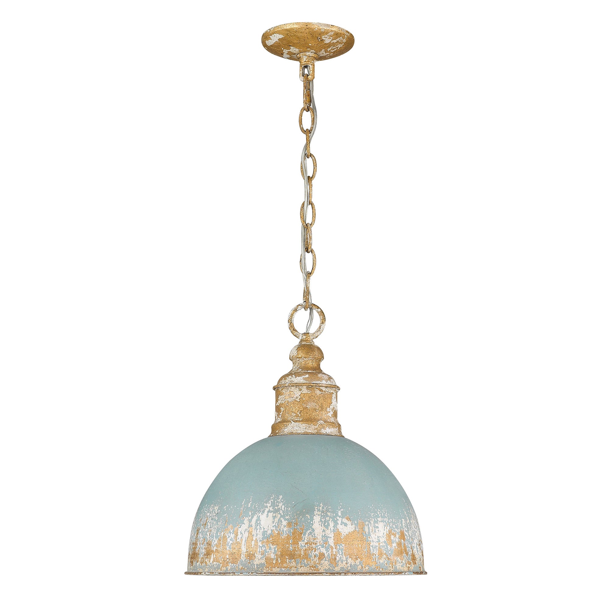 Alison Medium Pendant in Vintage Gold with Teal Shade - Vintage Gold / Antique Teal / Blue - Golden Lighting