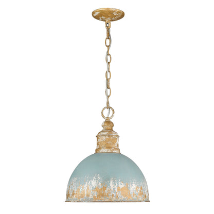 Alison Medium Pendant in Vintage Gold with Teal Shade - Vintage Gold / Antique Teal / Blue - Golden Lighting