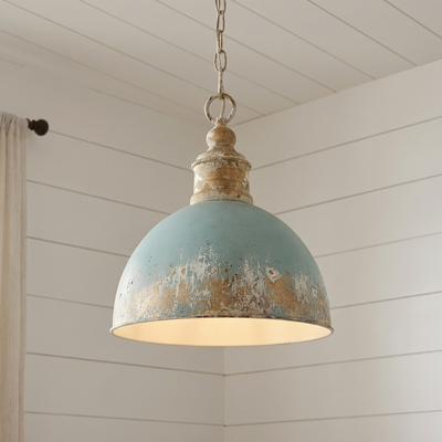 Alison 1-light Pendant in Vintage Gold and Antique Teal shade, alternate view - Golden Lighting