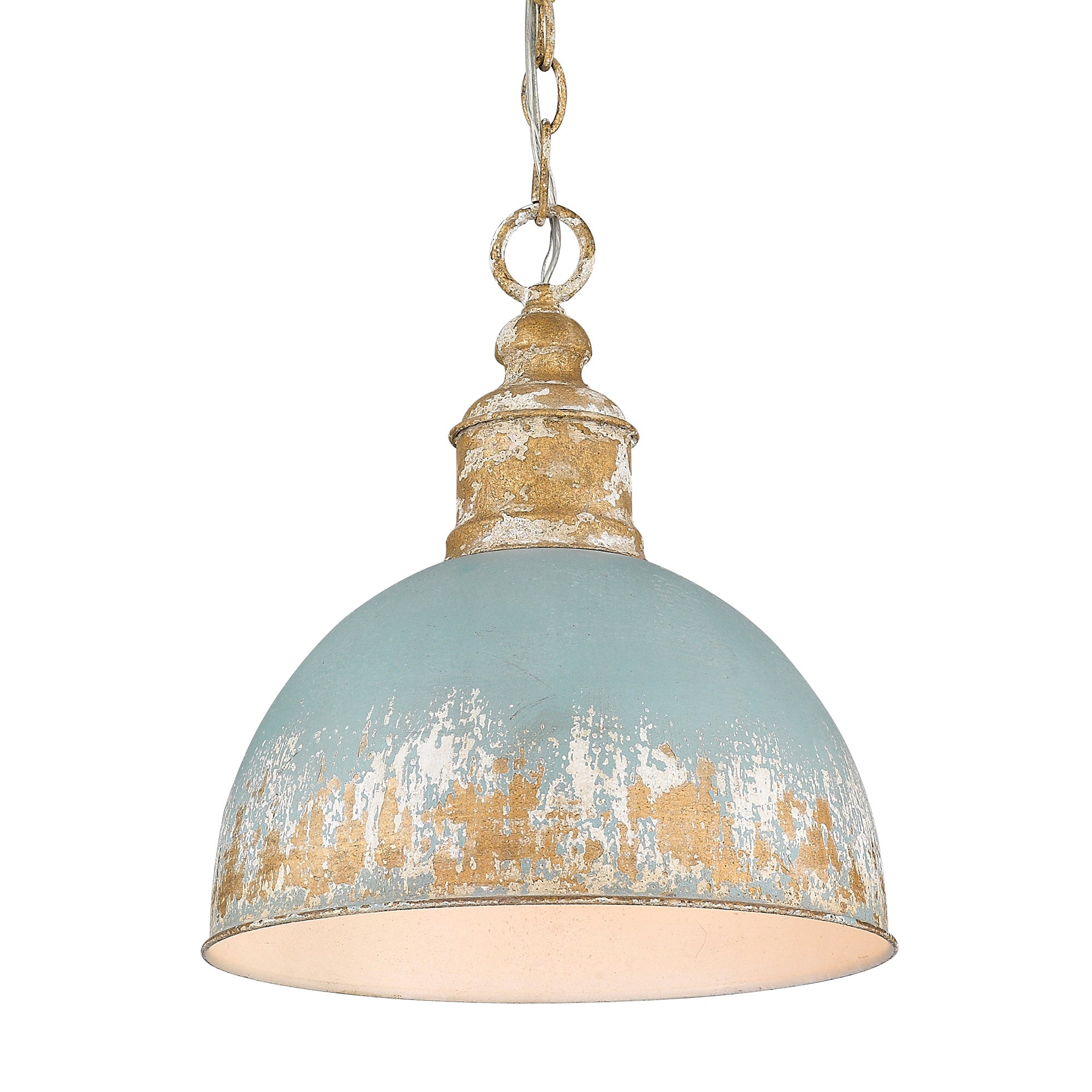 Alison Medium Pendant in Vintage Gold with Teal Shade - - Golden Lighting