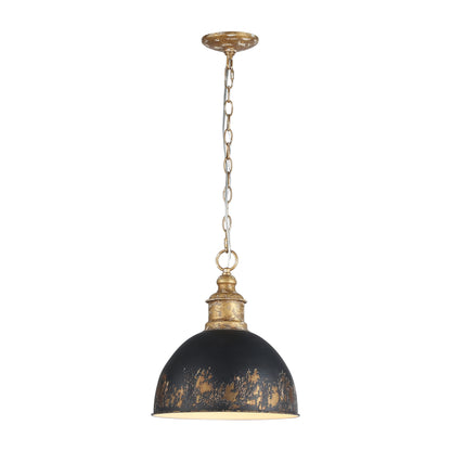 Alison 1-Light Pendant in Vintage Gold with Weathered Black Iron - - Golden Lighting