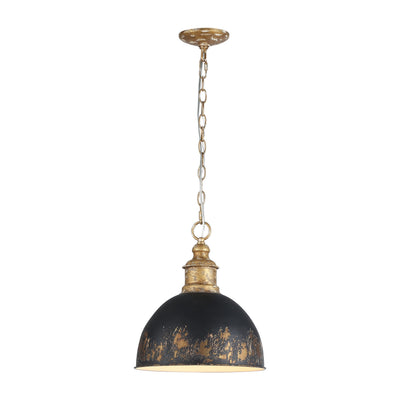 Golden Lighting Alison 1-light Pendant in Vintage Gold and Weathered Black Iron shade - - Golden Lighting